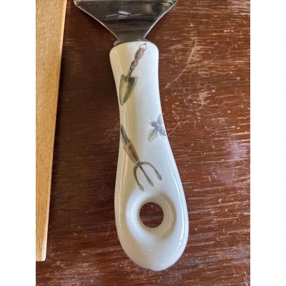 Pfaltzgraff Naturewood  Serving Spoon And Spatula With Ceramic Handles